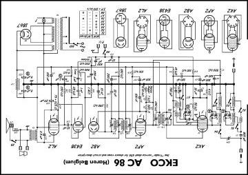 Ekco ACB86 ;Belgian Manufacture schematic circuit diagram